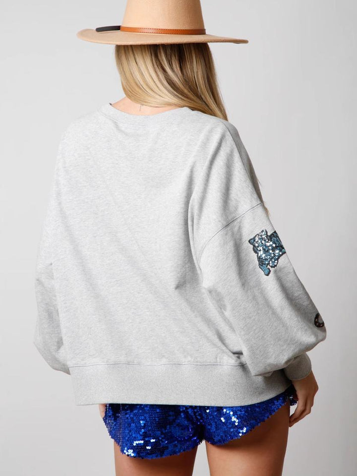 Sequined Animal Loose Fit Long Sleeve Sweatshirt