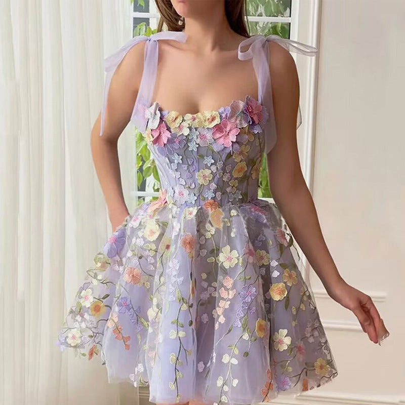 Embroidery Floral Corset Dress