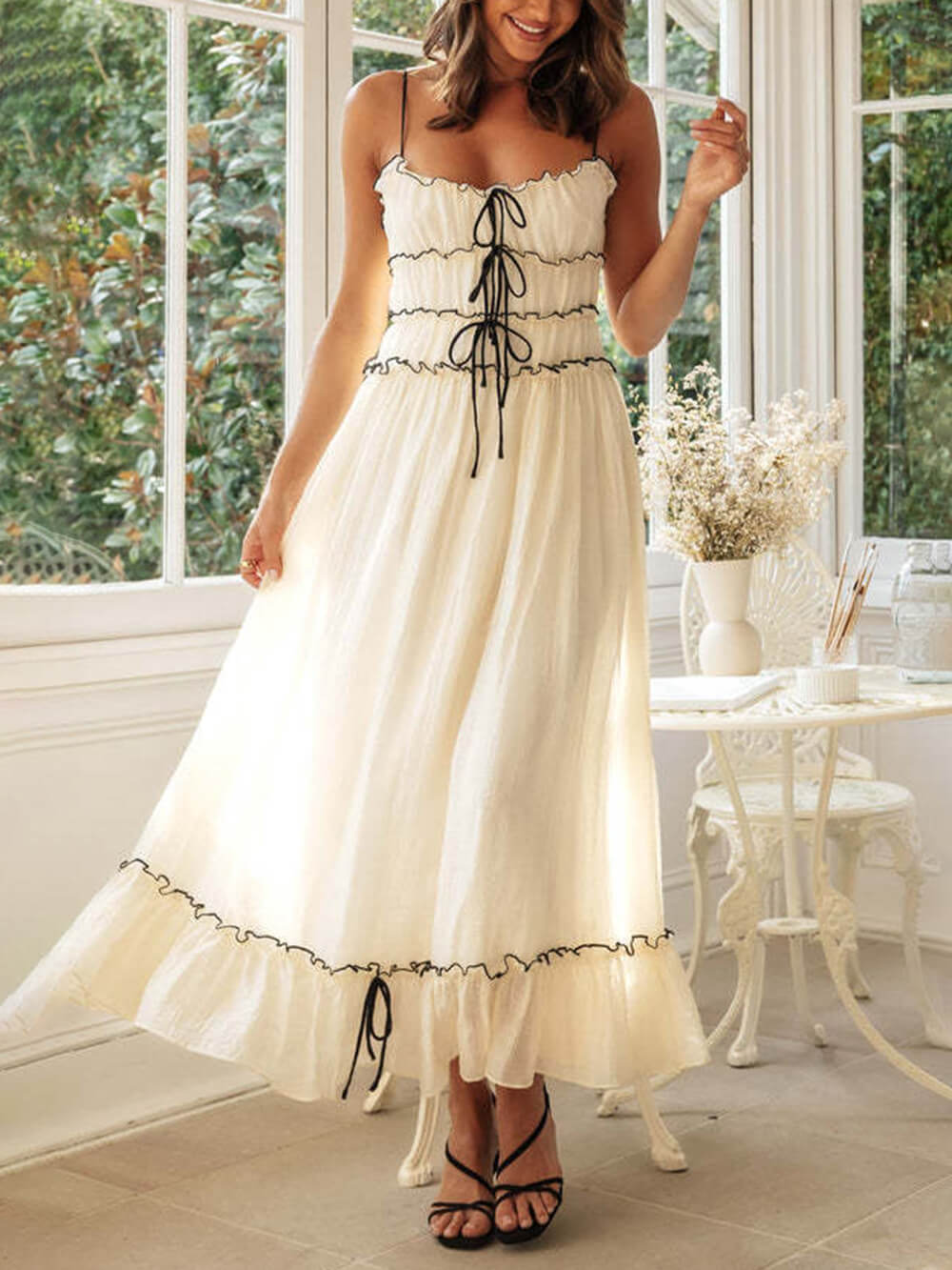 Elegant Off-Shoulder Strap Patchwork Dress