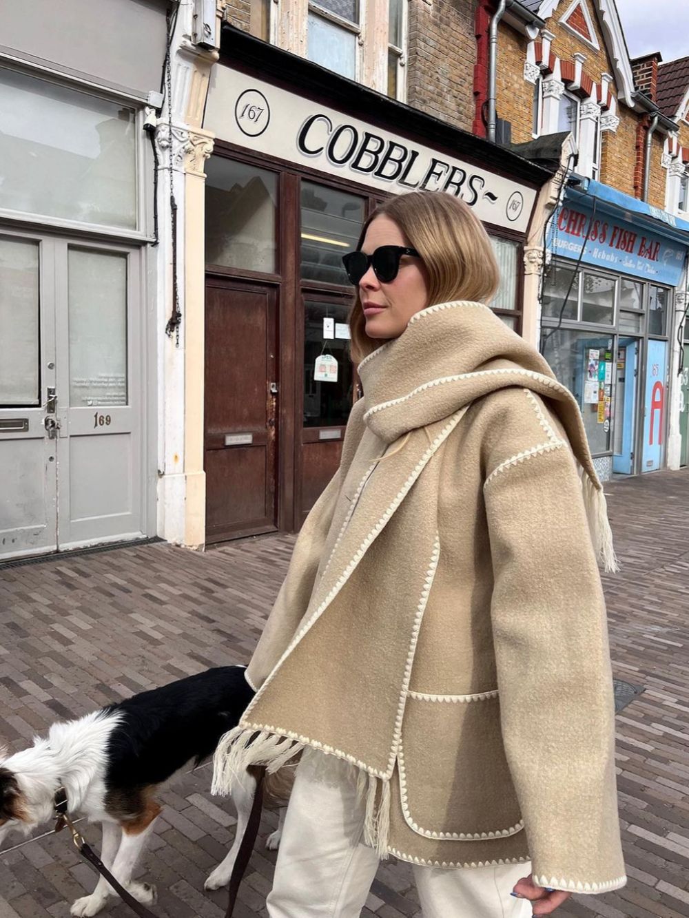 Draped Fringed Blend Jacket With Scarf