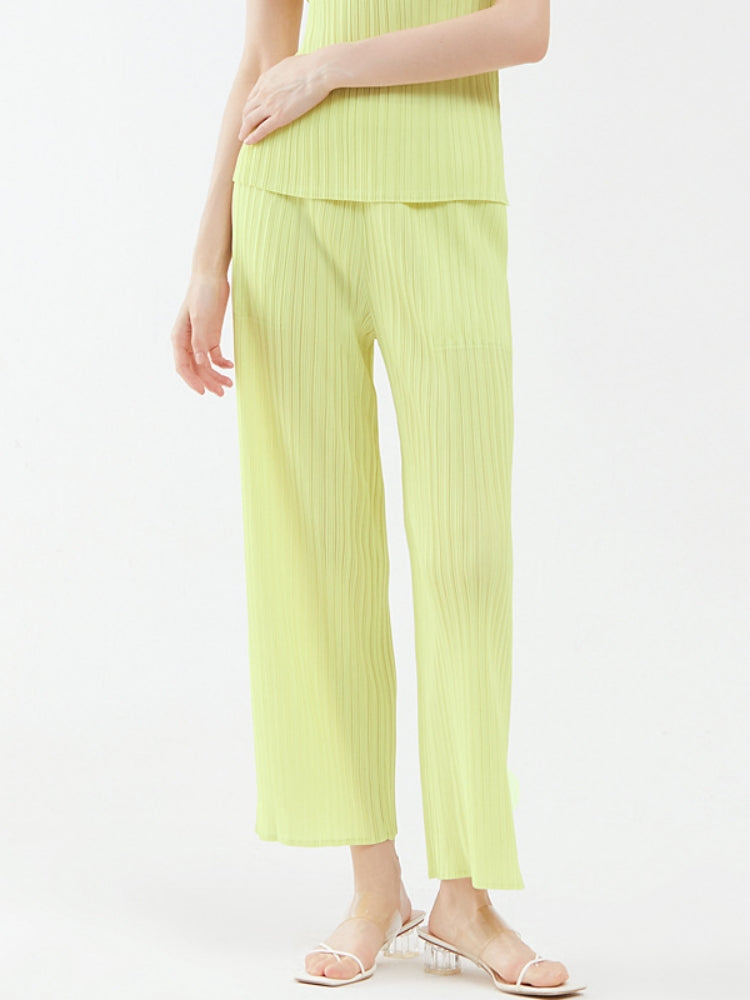 Women's Casual Wide-Leg Pleated Pants