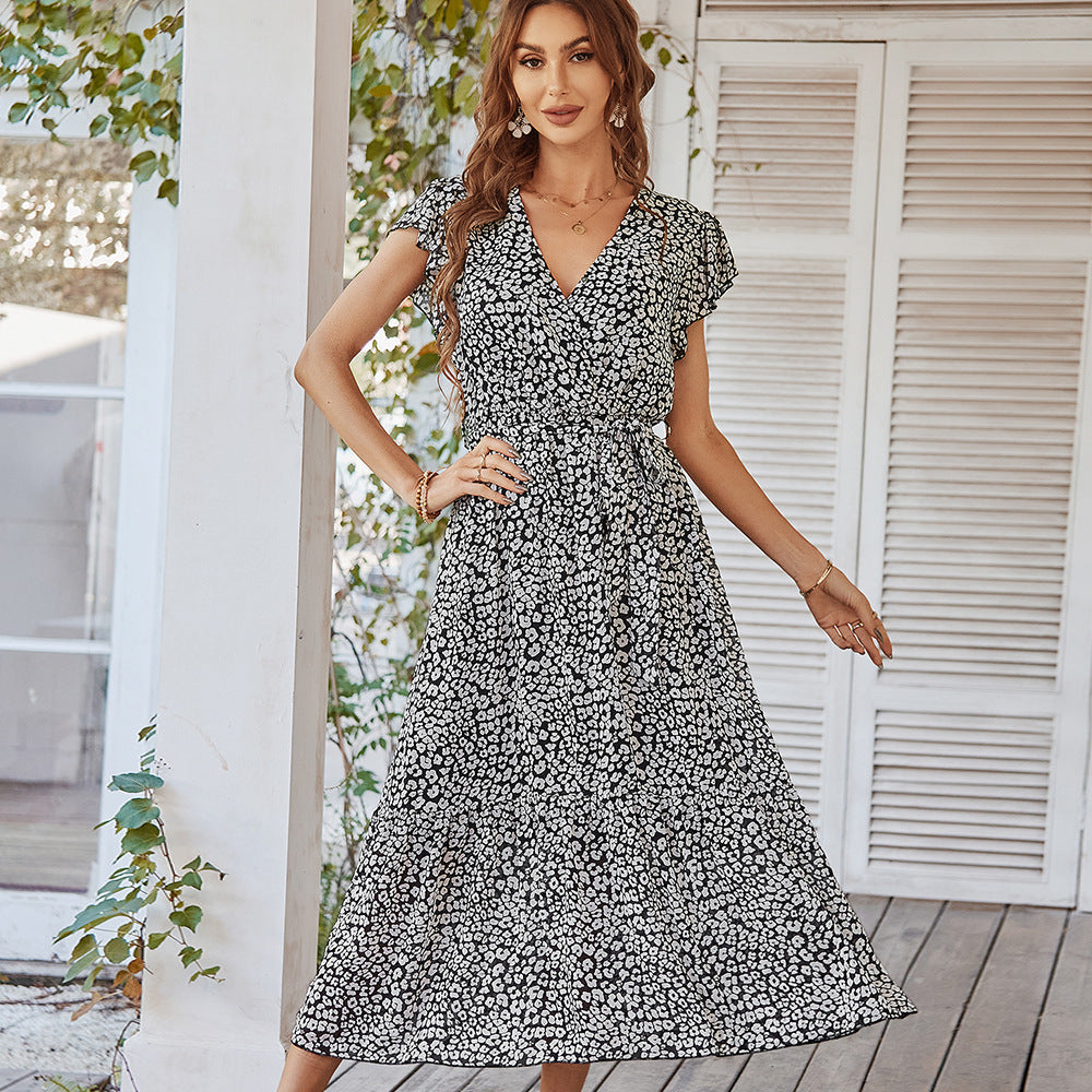 Deep V Sexy Polka Dot Casual Long Dress