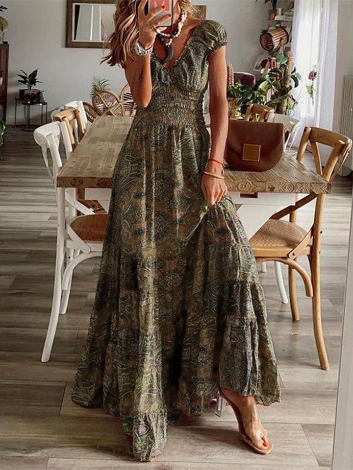 Bohemian Waisted Floral Print Dress