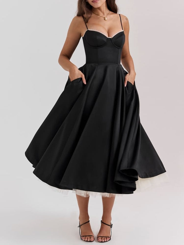 Black Tulle Midi Dress