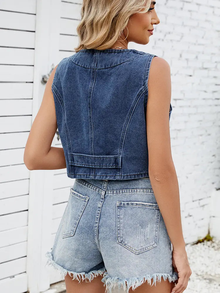 Trendy Denim Vest Tank Top