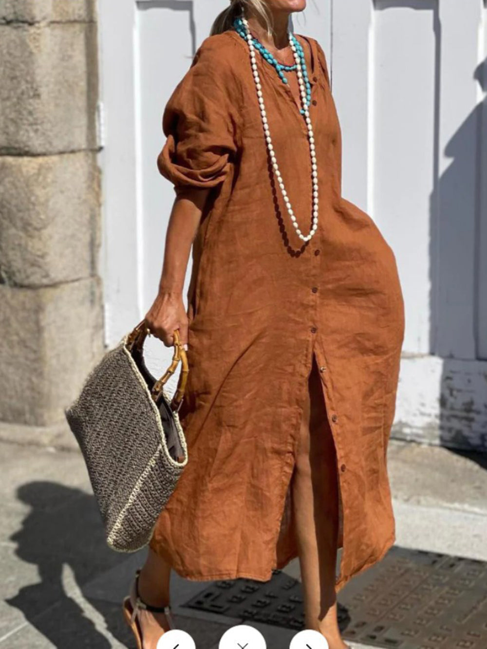 Burnt Orange Button Up Dress