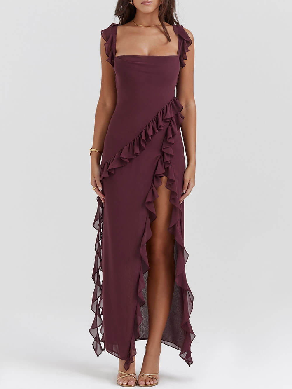 Mulberry Ruffle Maxi Dress