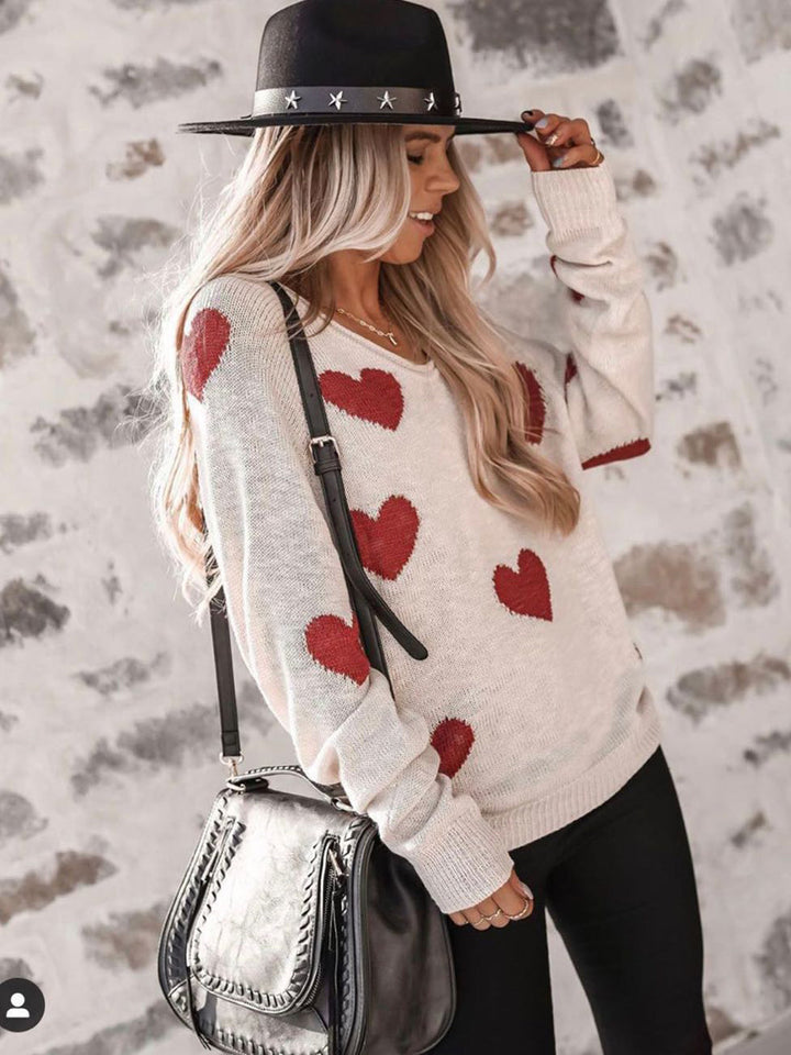 Valentine's Day V-Neck Knit Sweater