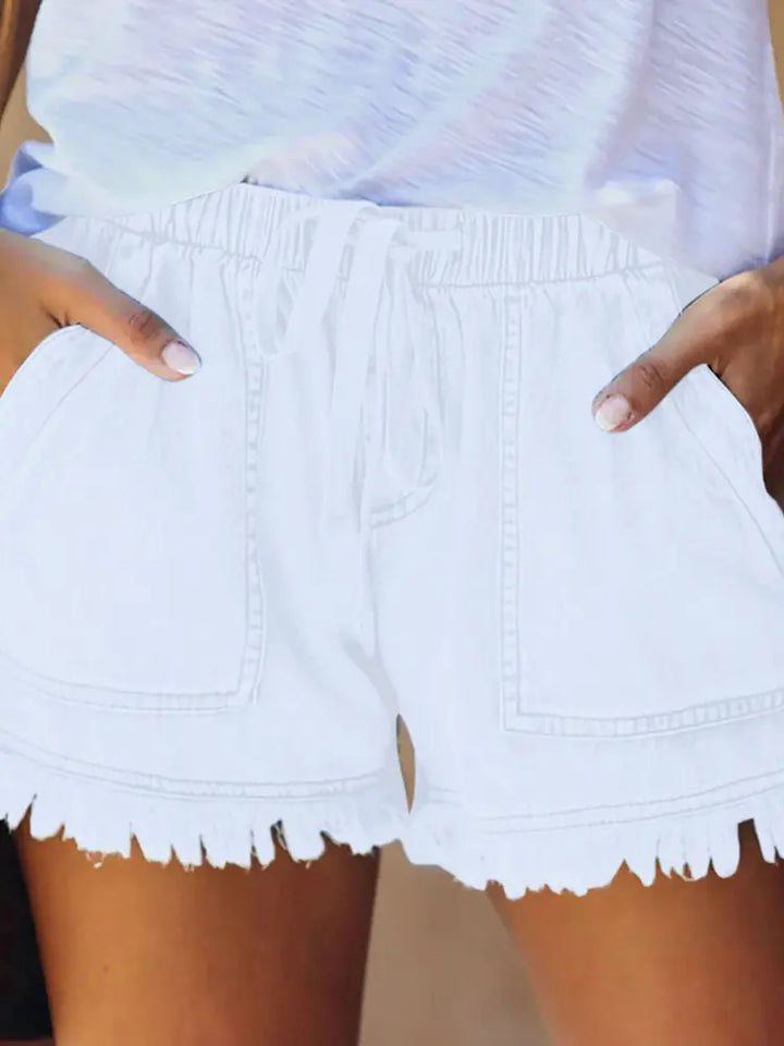 Elastic Waist Casual Denim Shorts