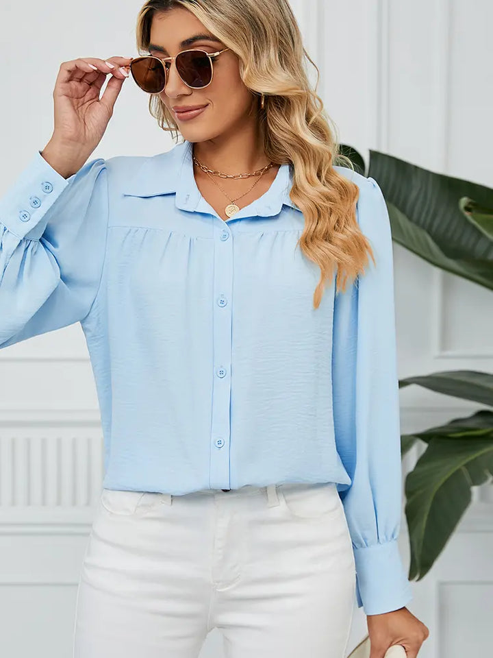 Chiffon Loose-Fit Button-Up Shirt