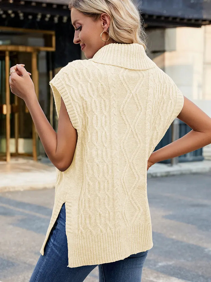 Casual High-Neck Knitted Vest