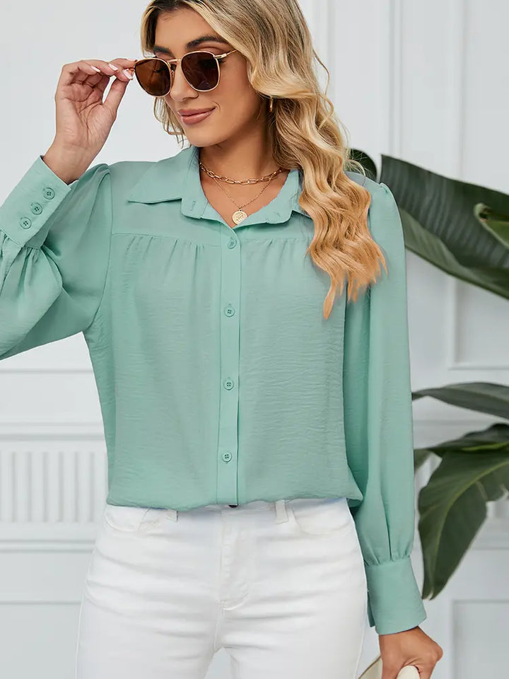 Chiffon Loose-Fit Button-Up Shirt