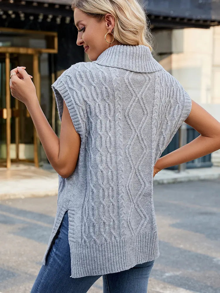 Casual High-Neck Knitted Vest