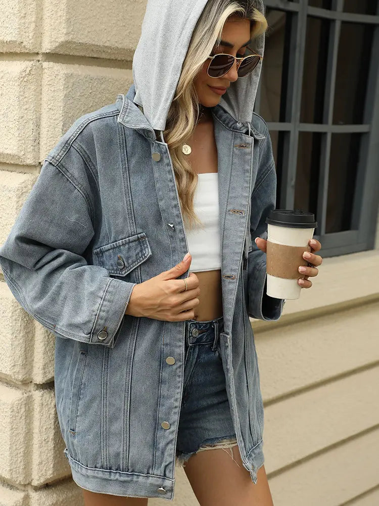 Women’s Loose-Fit Hooded Denim Jacket