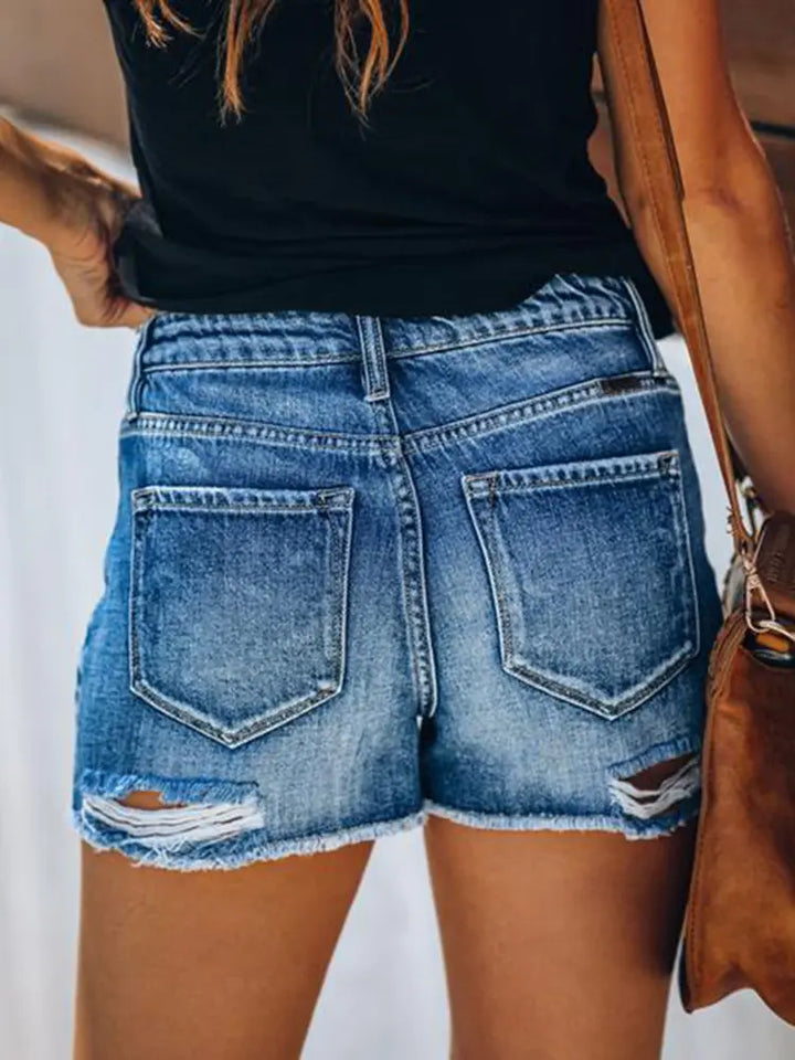 Summer Distressed Frayed Denim Shorts