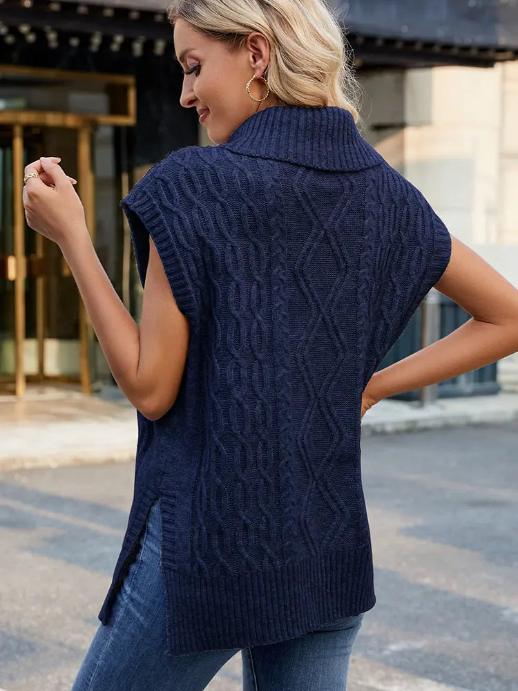 Casual High-Neck Knitted Vest