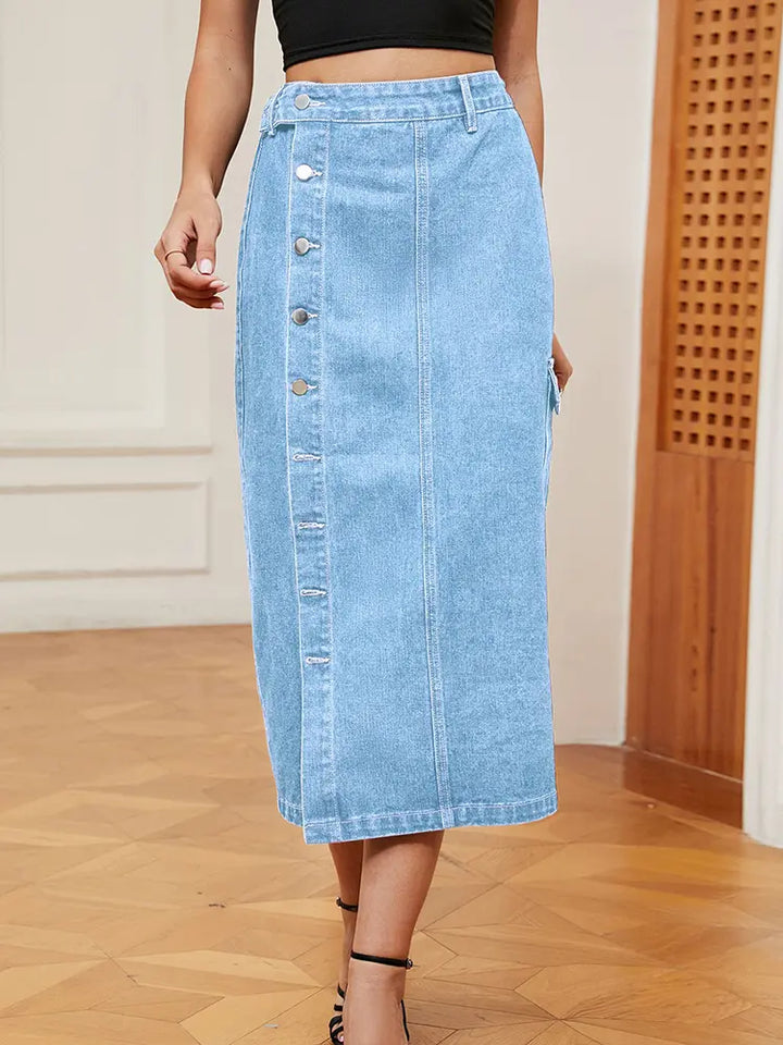 Stretchy Utility Denim Skirt