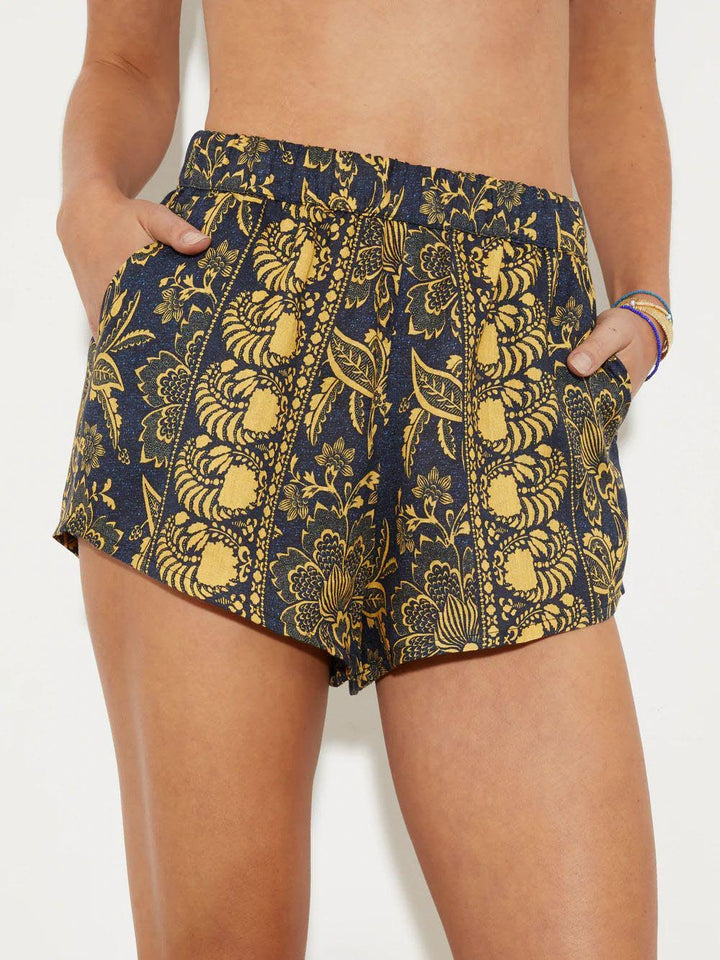 Beach Vacation Folk Floral Loose Shorts-Set