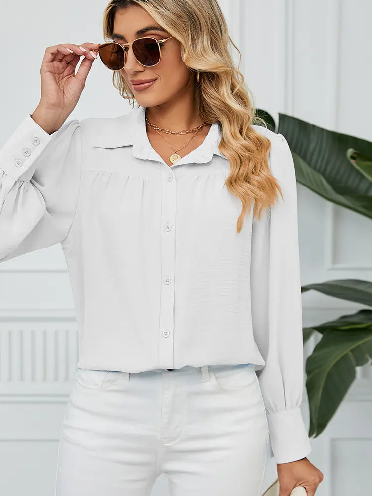 Chiffon Loose-Fit Button-Up Shirt