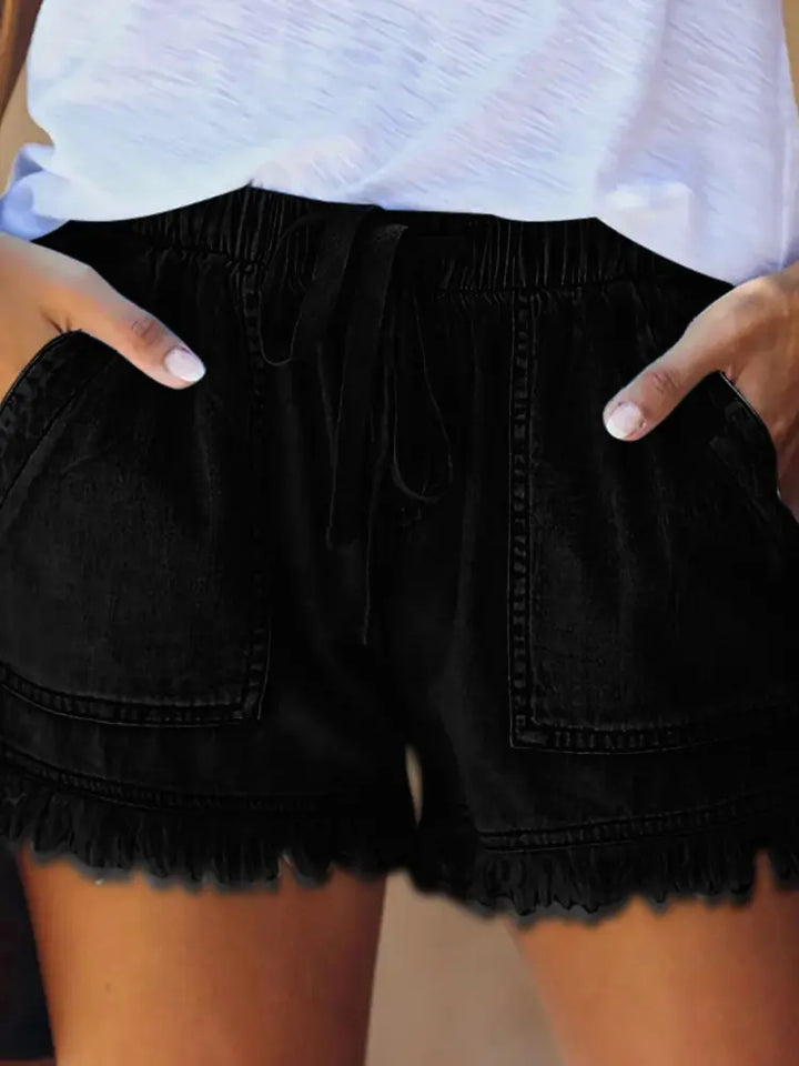 Elastic Waist Slim Fit Denim Hot Shorts