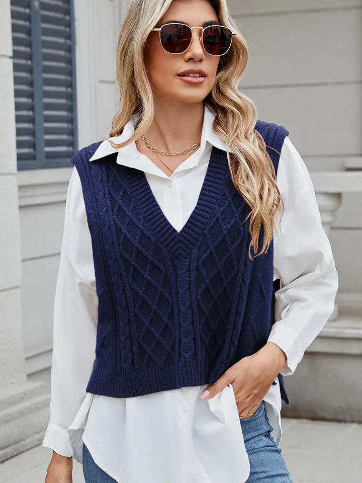 V-Neck Loose Fit Vest Sweater Top