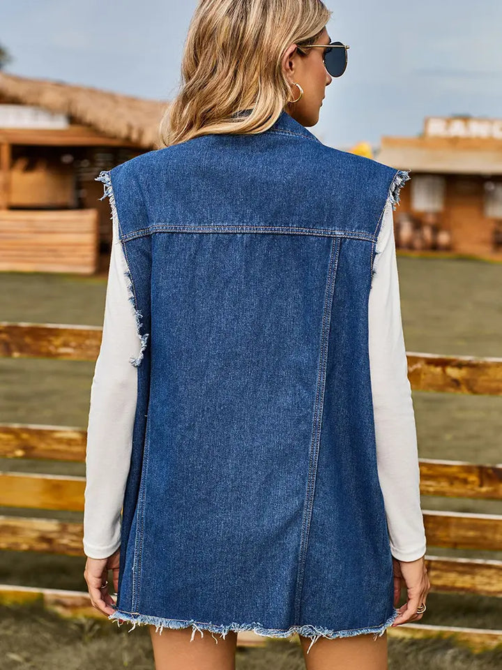 Trendy Summer Denim Vest Sleeveless Top