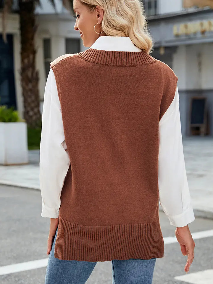 V-Neck Slim Knit Vest