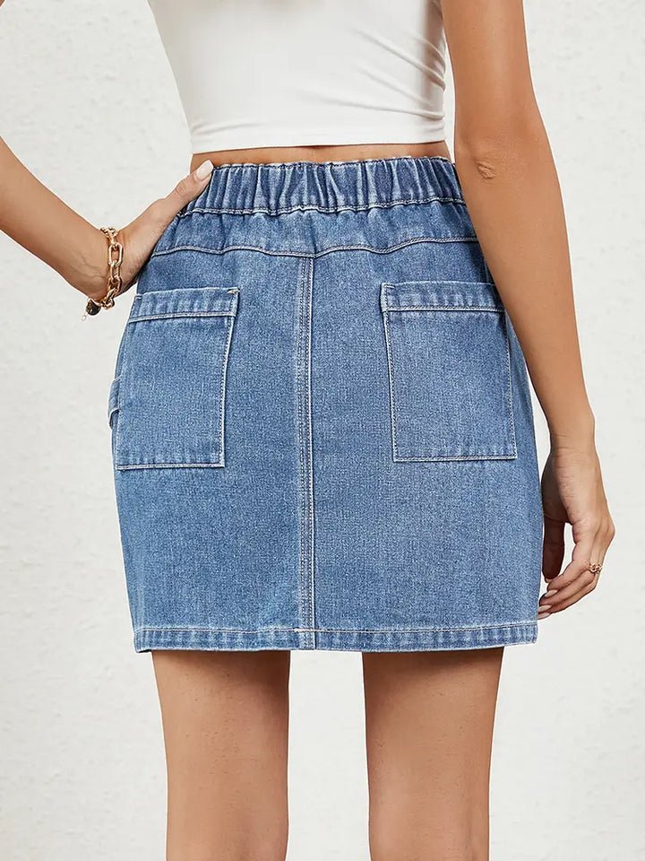 Street Style Elastic Denim Skirt