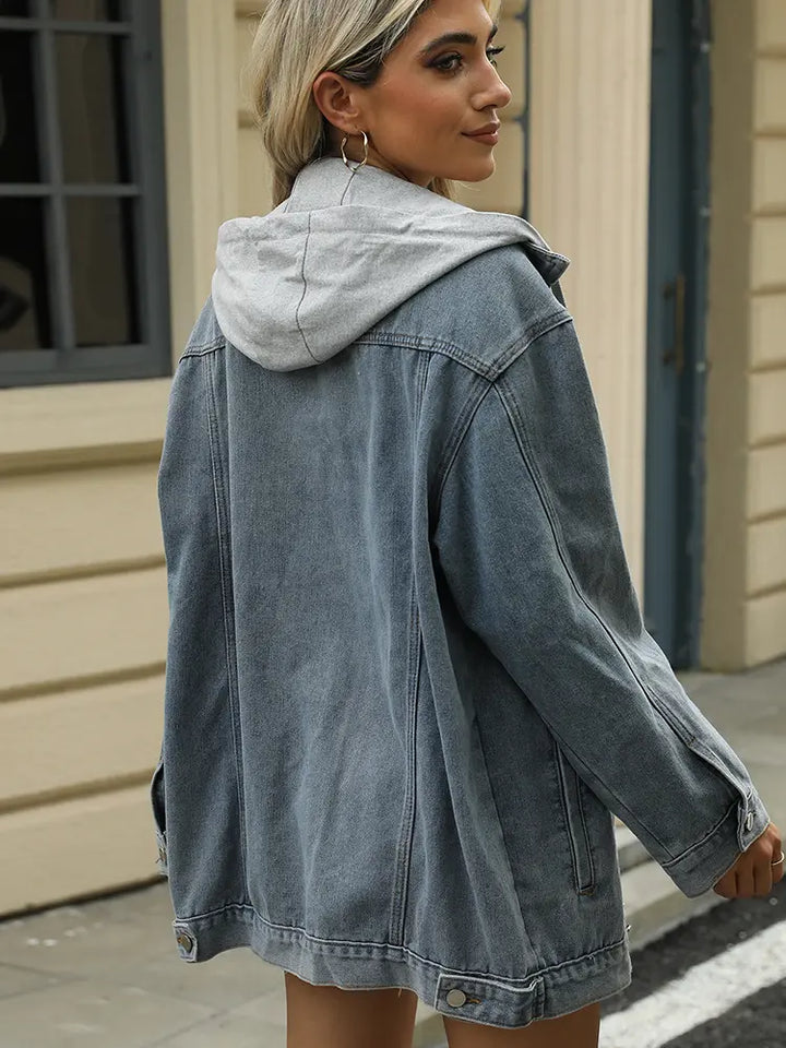 Women’s Loose-Fit Hooded Denim Jacket