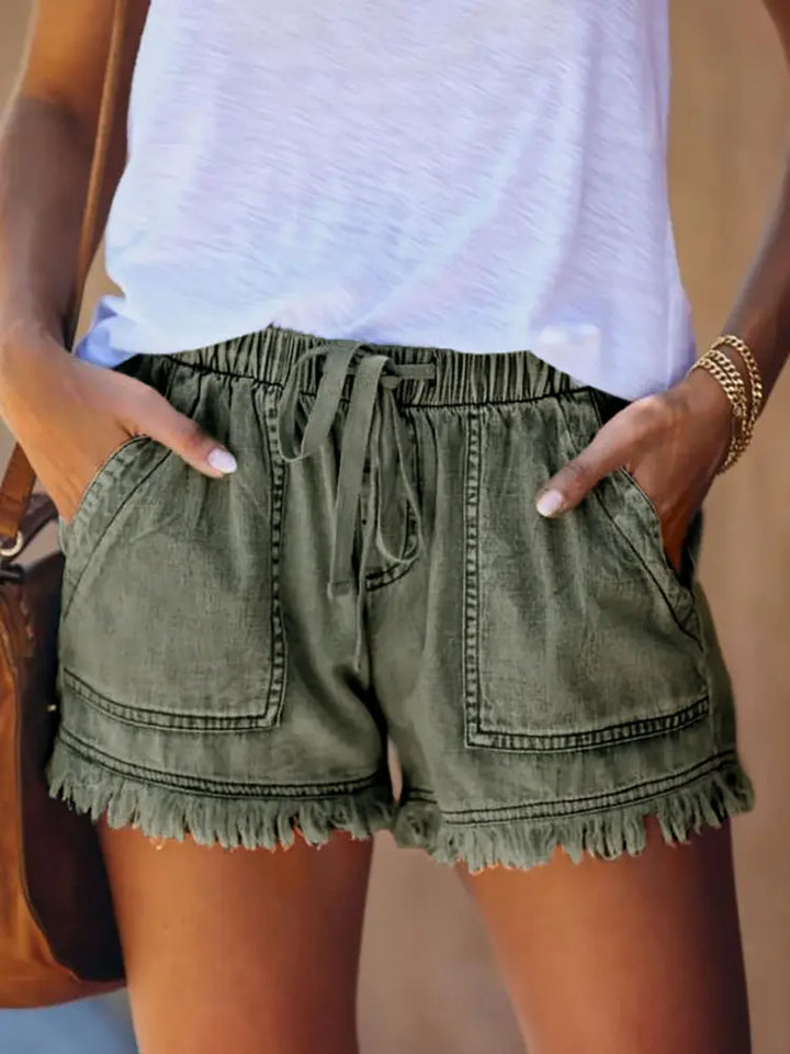 Elastic Waist Slim Fit Denim Hot Shorts