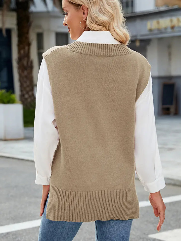 V-Neck Slim Knit Vest