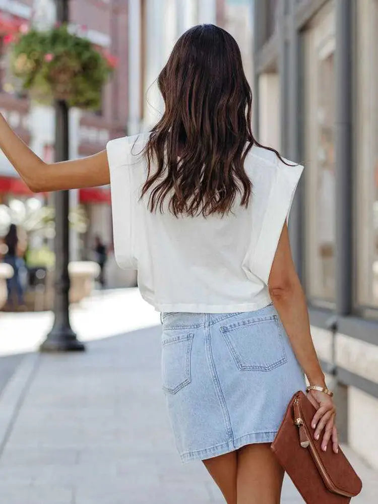 Trendy Asymmetrical Denim Skirt