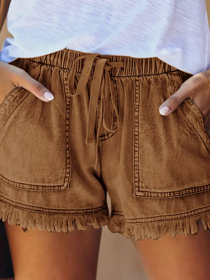 Elastic Waist Casual Denim Shorts