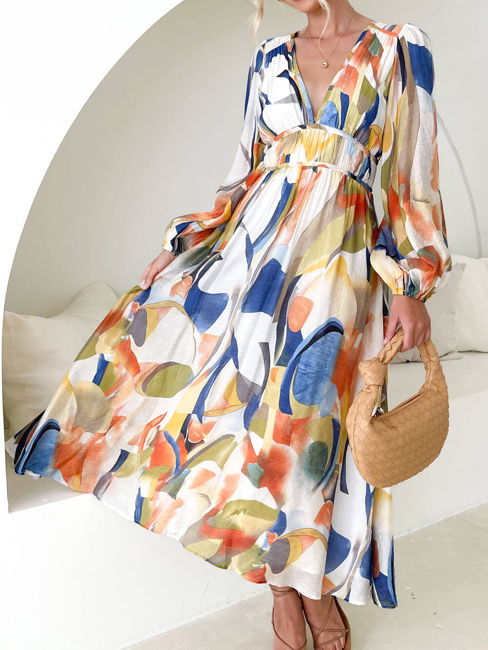 Colorful Geometric Pattern Maxi Dress