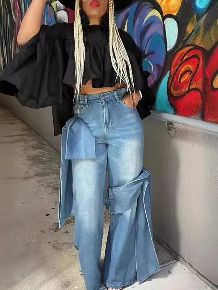 Washed High-Waist Denim