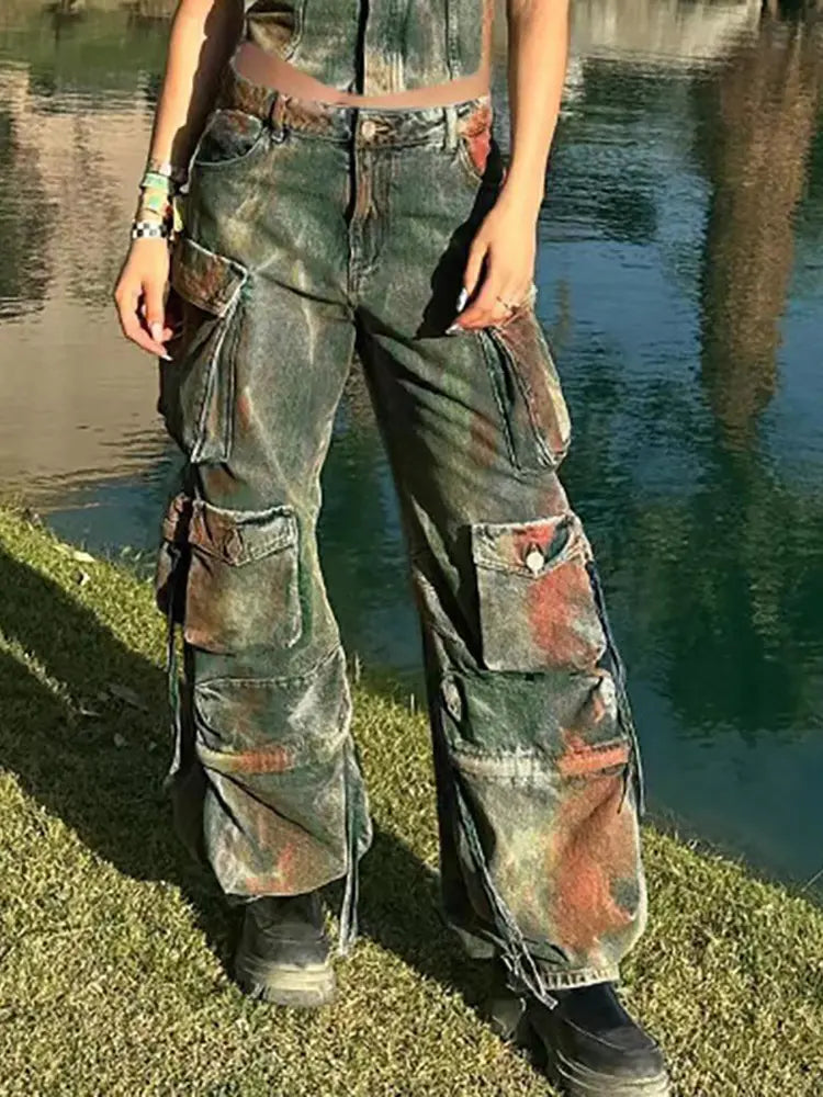 Trendy Contrast Denim Pants