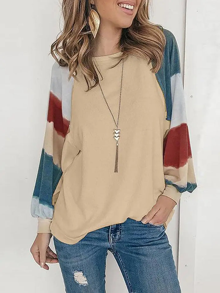 Trendy Watercolor Balloon Sleeve Blouse