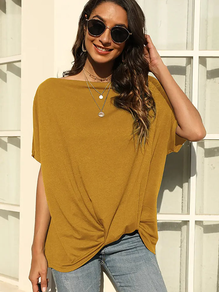 Solid Color Off-Shoulder T-Shirt