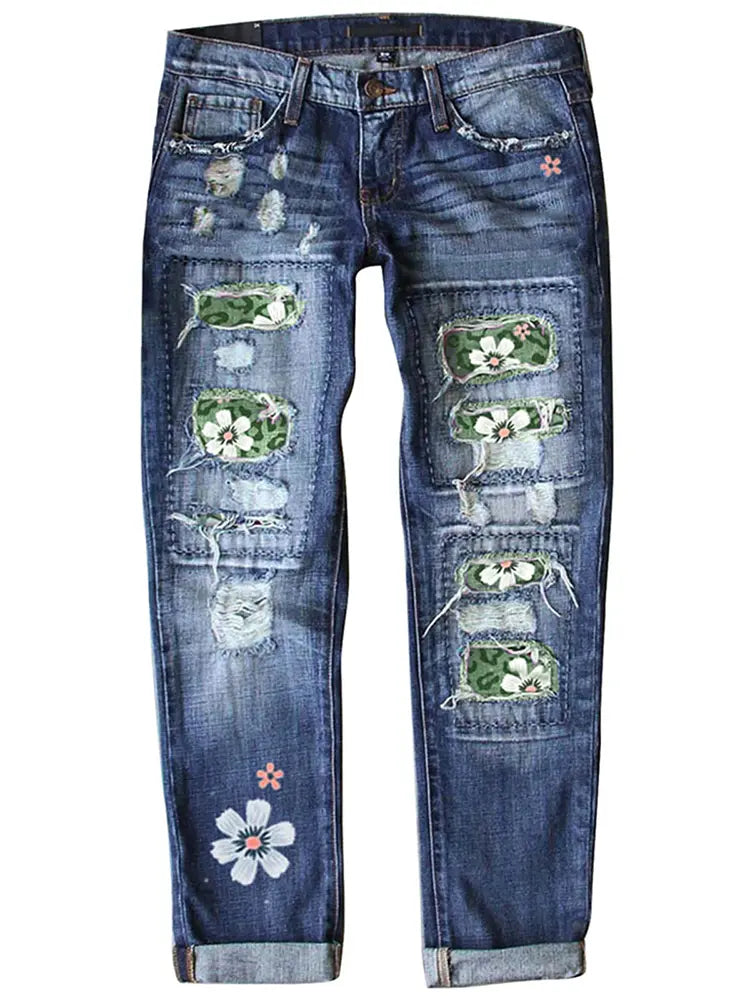 Fashionable Slim Fit Printed Jeans