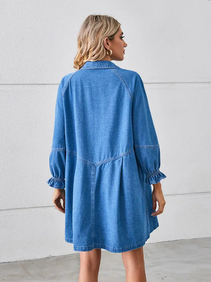 Loose Washed Patchwork Denim Dress