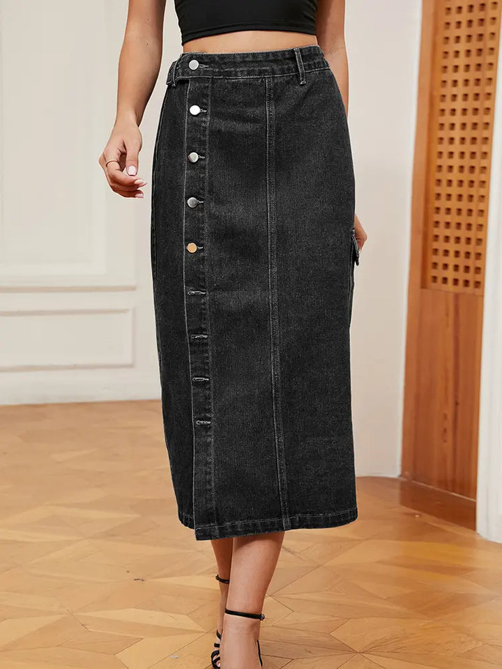 Stretchy Utility Denim Skirt