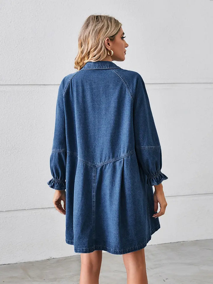 Loose Washed Patchwork Denim Dress