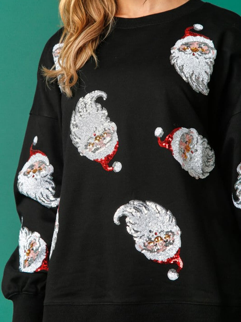 Sequin Santa French Terry Sweatshirt