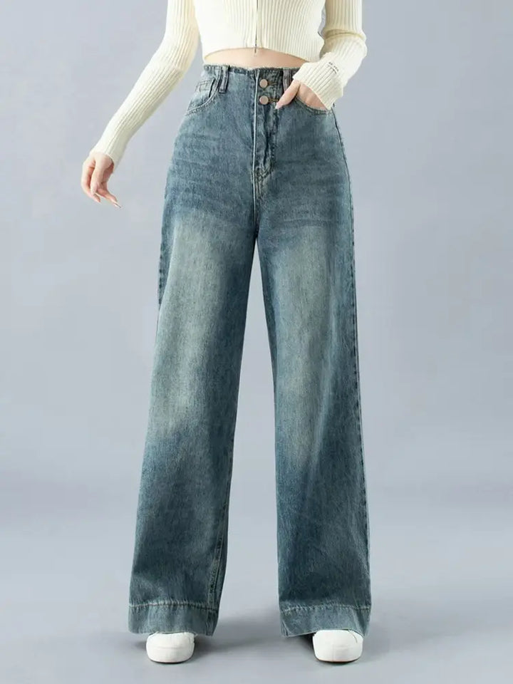 High-Waisted Wide-Legged Denim