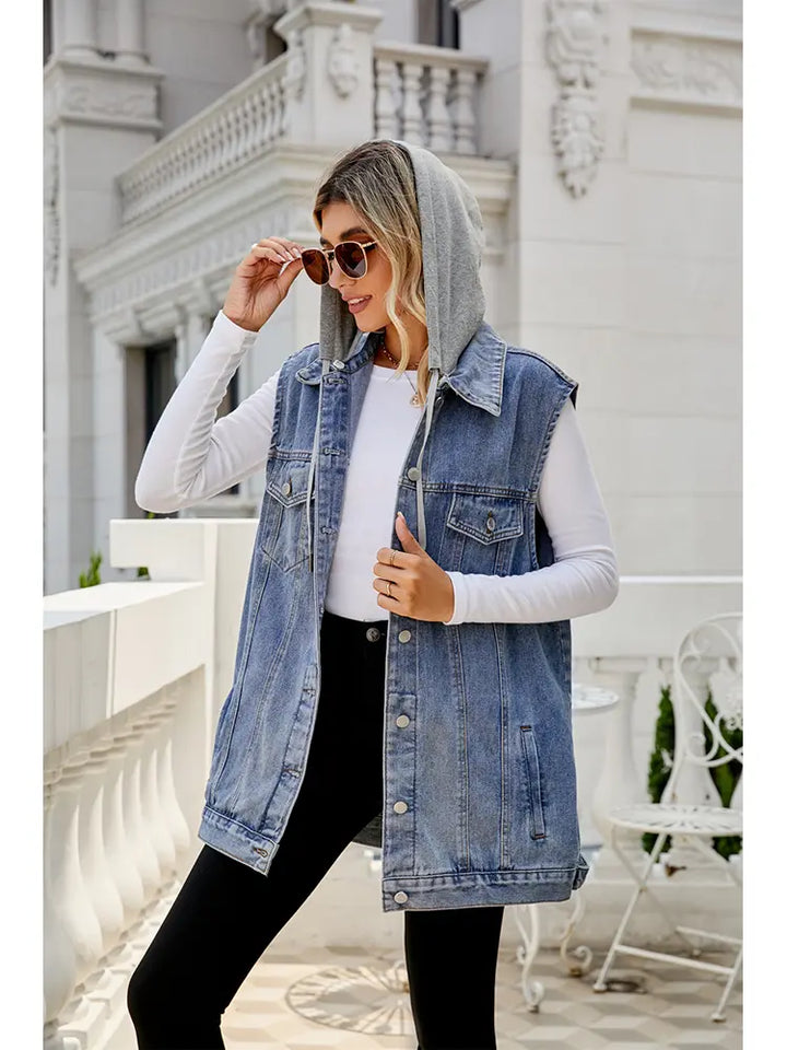 Classic Hooded Denim Vest