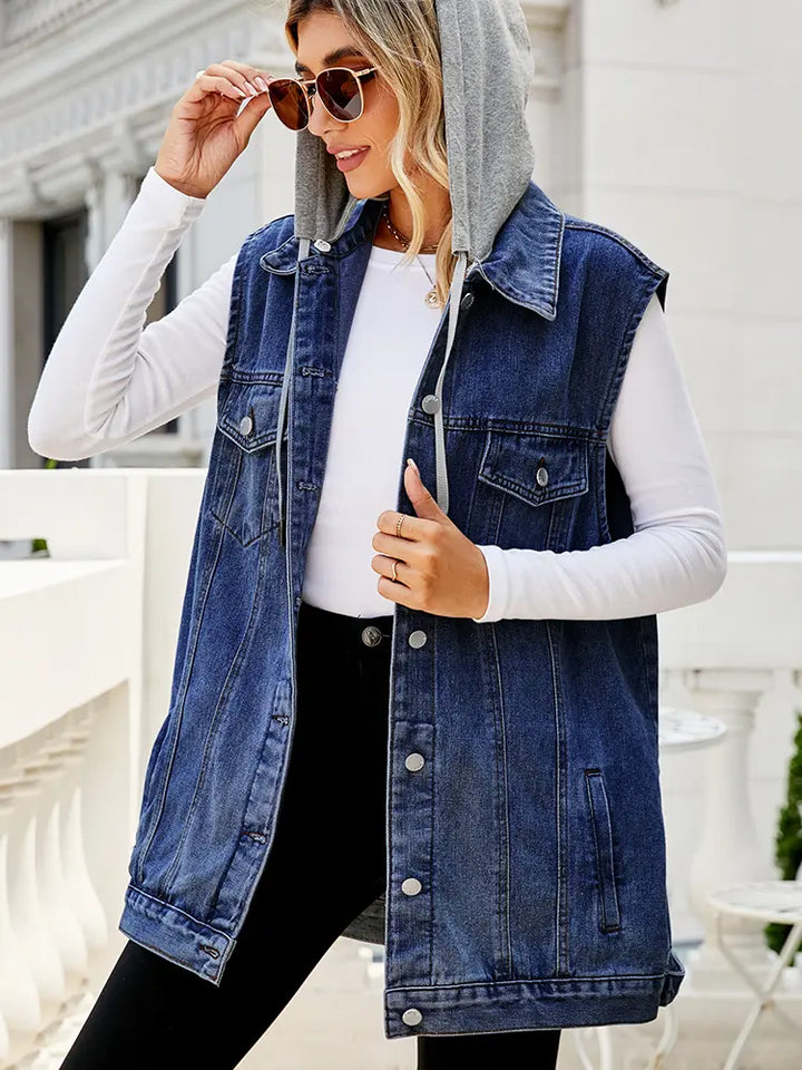 Classic Hooded Denim Vest