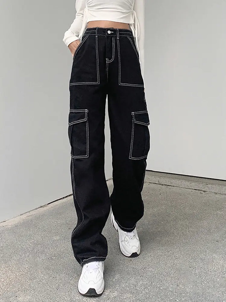 Versatile Elastic Denim Work Pants