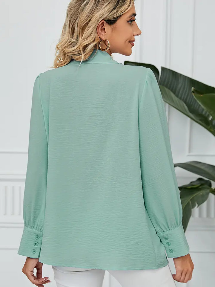 Chiffon Loose-Fit Button-Up Shirt