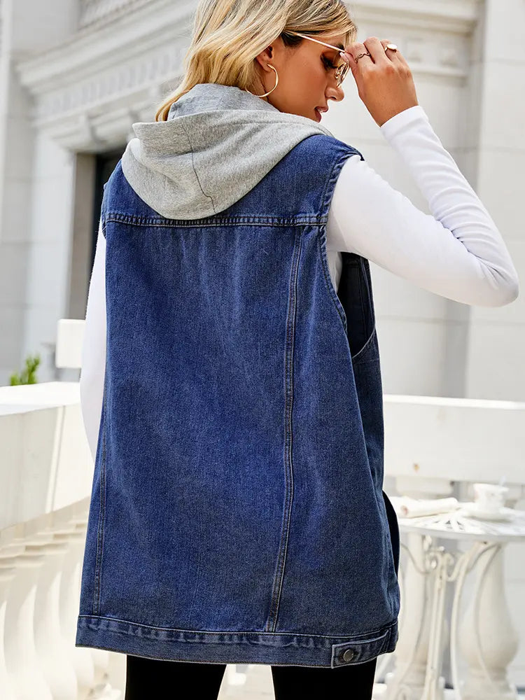 Classic Hooded Denim Vest