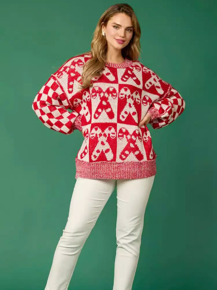 Candy Cane Christmas Knit Sweater